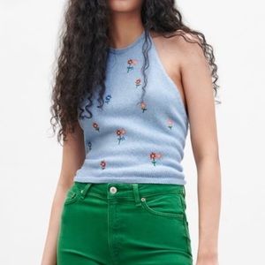 Zara l Knit Floral Embroidered Halter XS